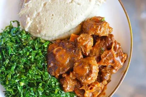 Plate of sadza with beef