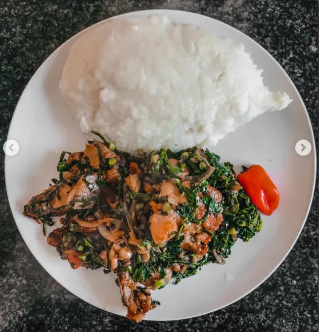 Plate of sadza with gango